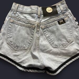 Parasuco Light Blue Denim Shorts with Black Trim